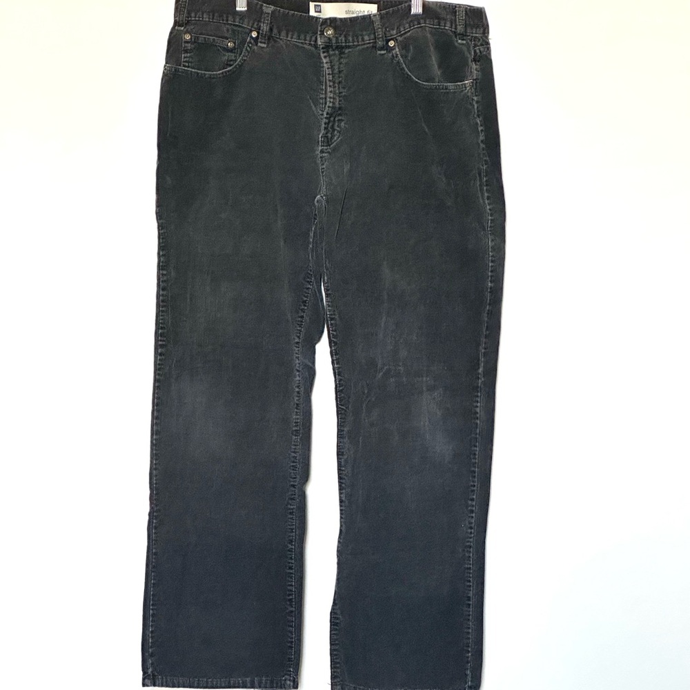 GAP Washed Black Straight Fit Corduroy Pants Size‎ 38X32